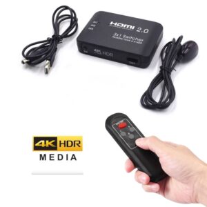 ממתג HDMI-2.0 4K 60hz עם 3 כניסות ושלט ממתג HDMI-2.0 4K 60hz עם 3 כניסות ושלט