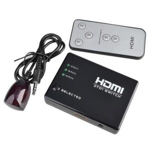קופסת מיתוג עם שלט (Switch) ל-HDMI עם 3 כניסות ויציאה אחת קופסת מיתוג עם שלט (Switch) ל-HDMI עם 3 כניסות ויציאה אחת