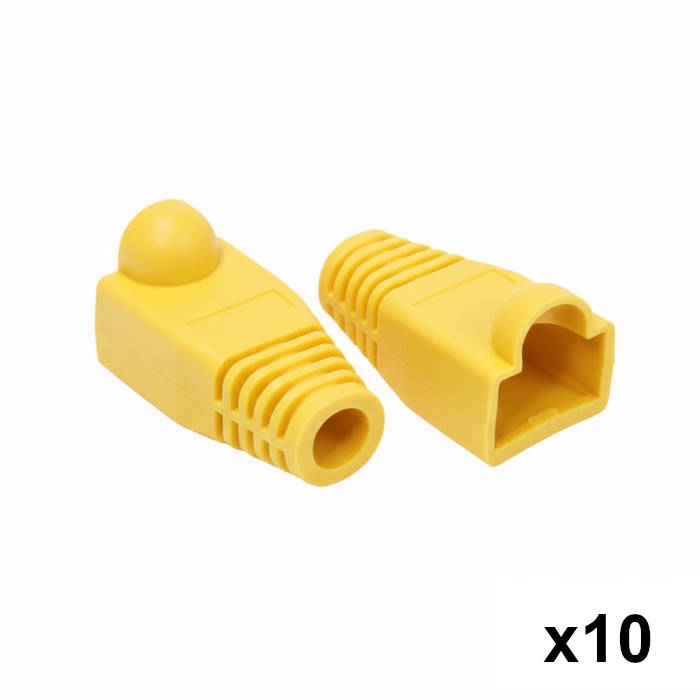 10 יחידות כיסוי גומי לקונקטור RJ45 – צבע צהוב