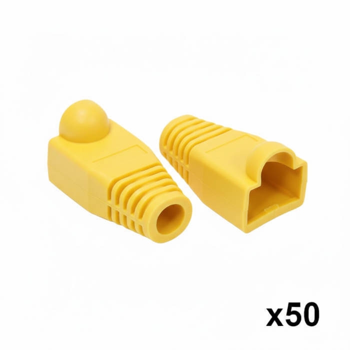 50 יחידות כיסוי גומי לקונקטור RJ45 – צבע צהוב