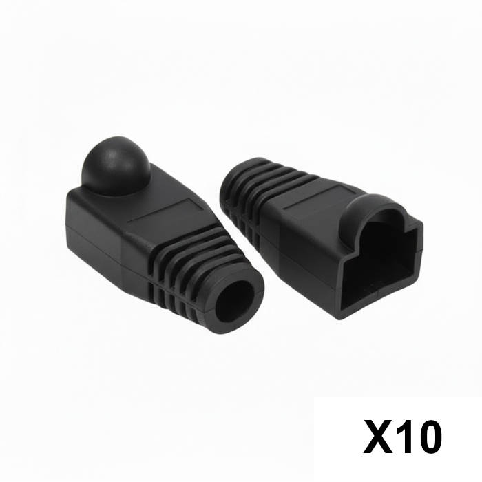 10 יחידות כיסוי גומי לקונקטור RJ45 – צבע שחור