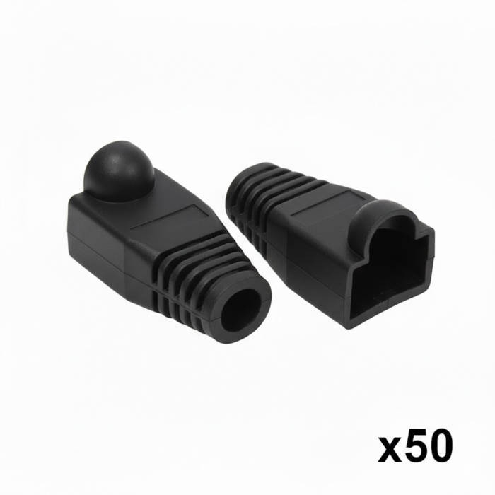 50 יחידות כיסוי גומי לקונקטור RJ45 – צבע שחור