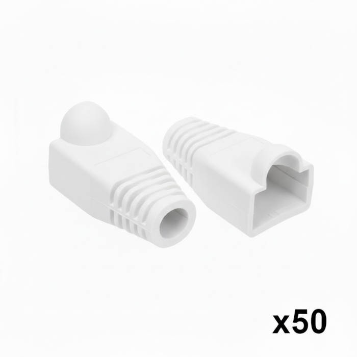 50 יחידות כיסוי גומי לקונקטור RJ45 – צבע לבן