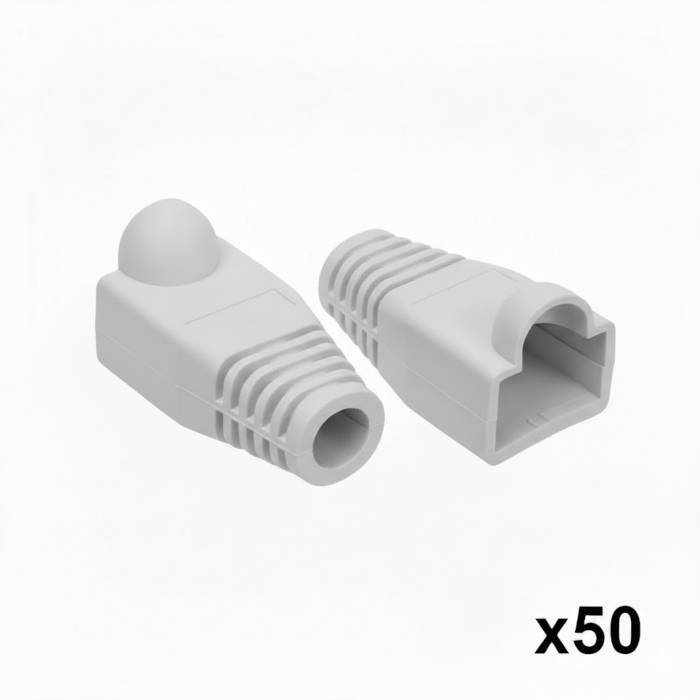 50 יחידות כיסוי גומי לקונקטור RJ45 – צבע אפור