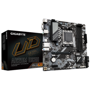 לוח למעבדי Gigabyte A620M DS3H DDR5 PCIE4.0 DP HDMI VGA AMD AM5 לוח למעבדי Gigabyte A620M DS3H DDR5 PCIE4.0 DP HDMI VGA AMD AM5