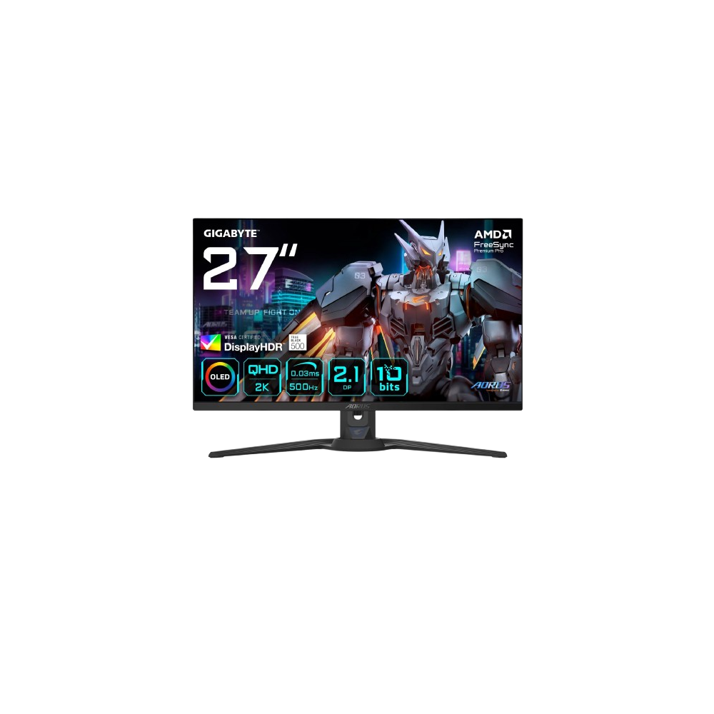 מסך GIGABYTE AORUS FO27Q5P 27 2K QD-OLED 0.03ms 500Hz HDR USB KVM