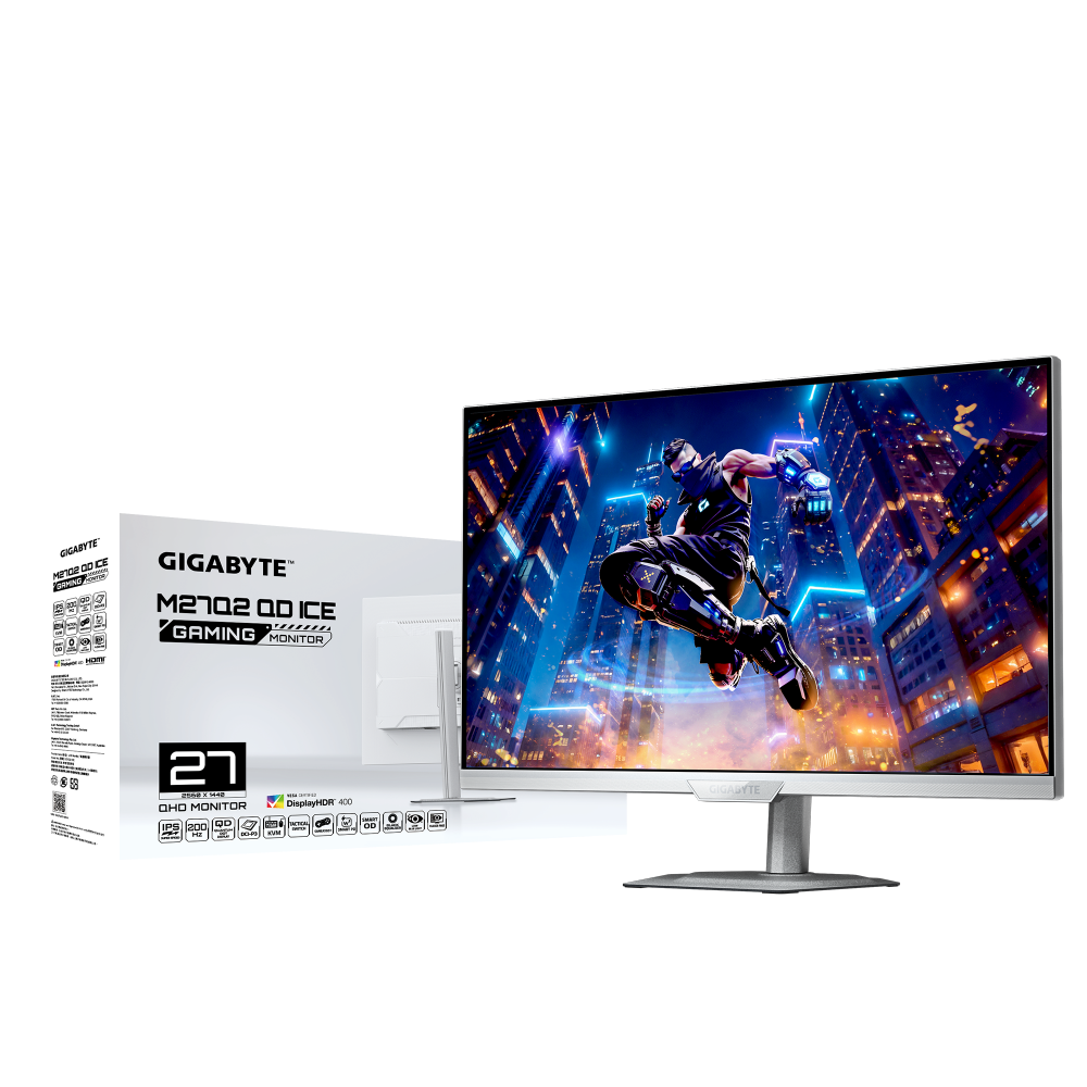 מסך גיימינג לבן Gigabyte M27Q2 ICE 27 Inch 2K SS IPS 1Ms 200Hz