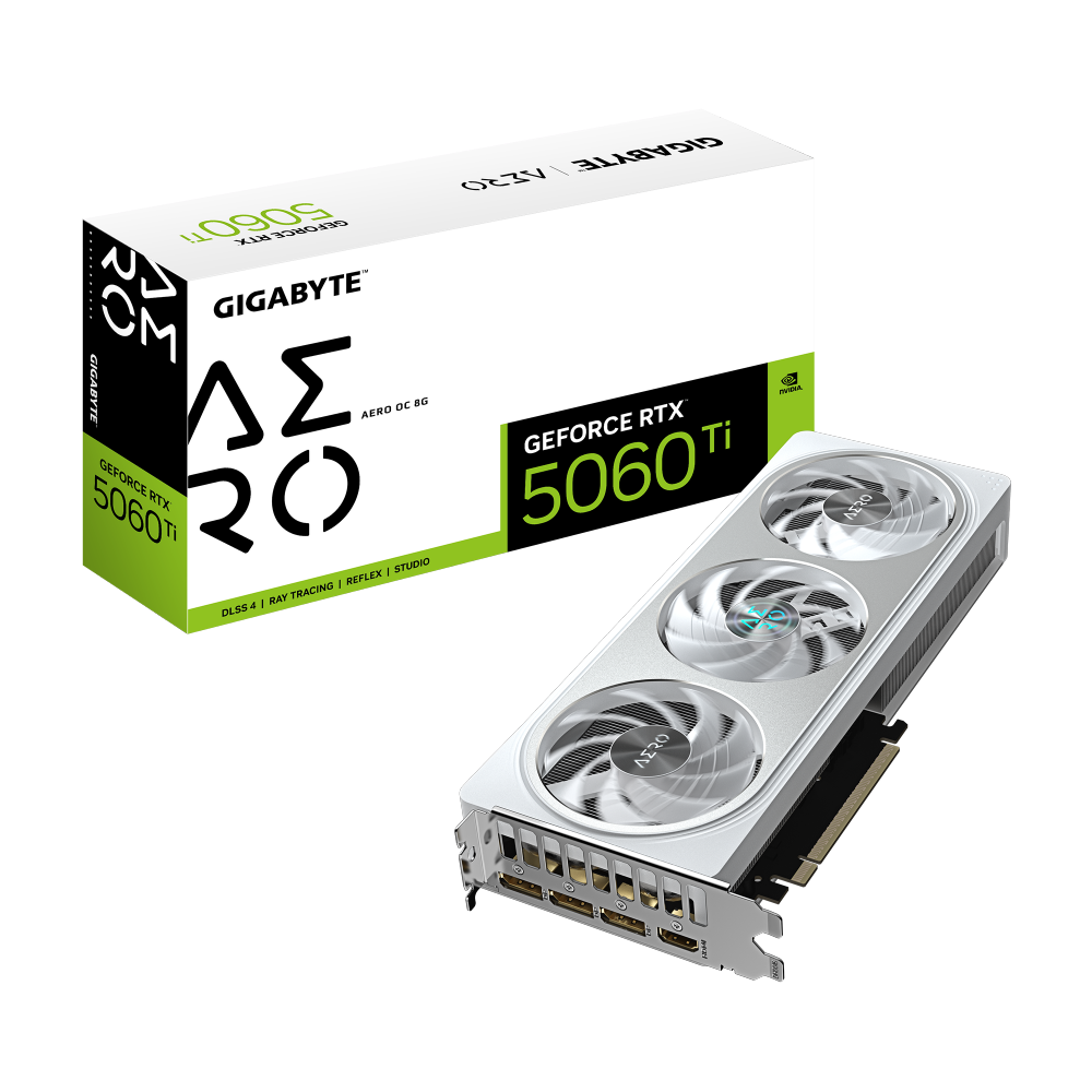 כרטיס מסך Gigabyte GeForce RTX 5060 Ti AERO OC 8GB לבן