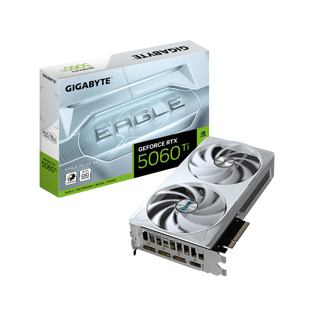 כרטיס מסך Gigabyte GeForce RTX 5060 Ti Eagle OC ICE 8GB לבן