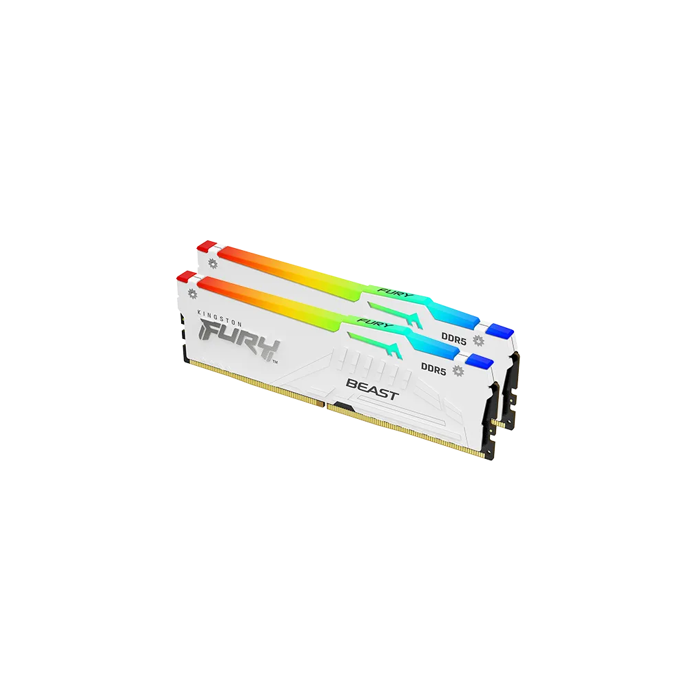 זיכרון לנייח Kingston Fury Beast RGB לבן 32GB (2x16GB) DDR5 6000MHz CL36
