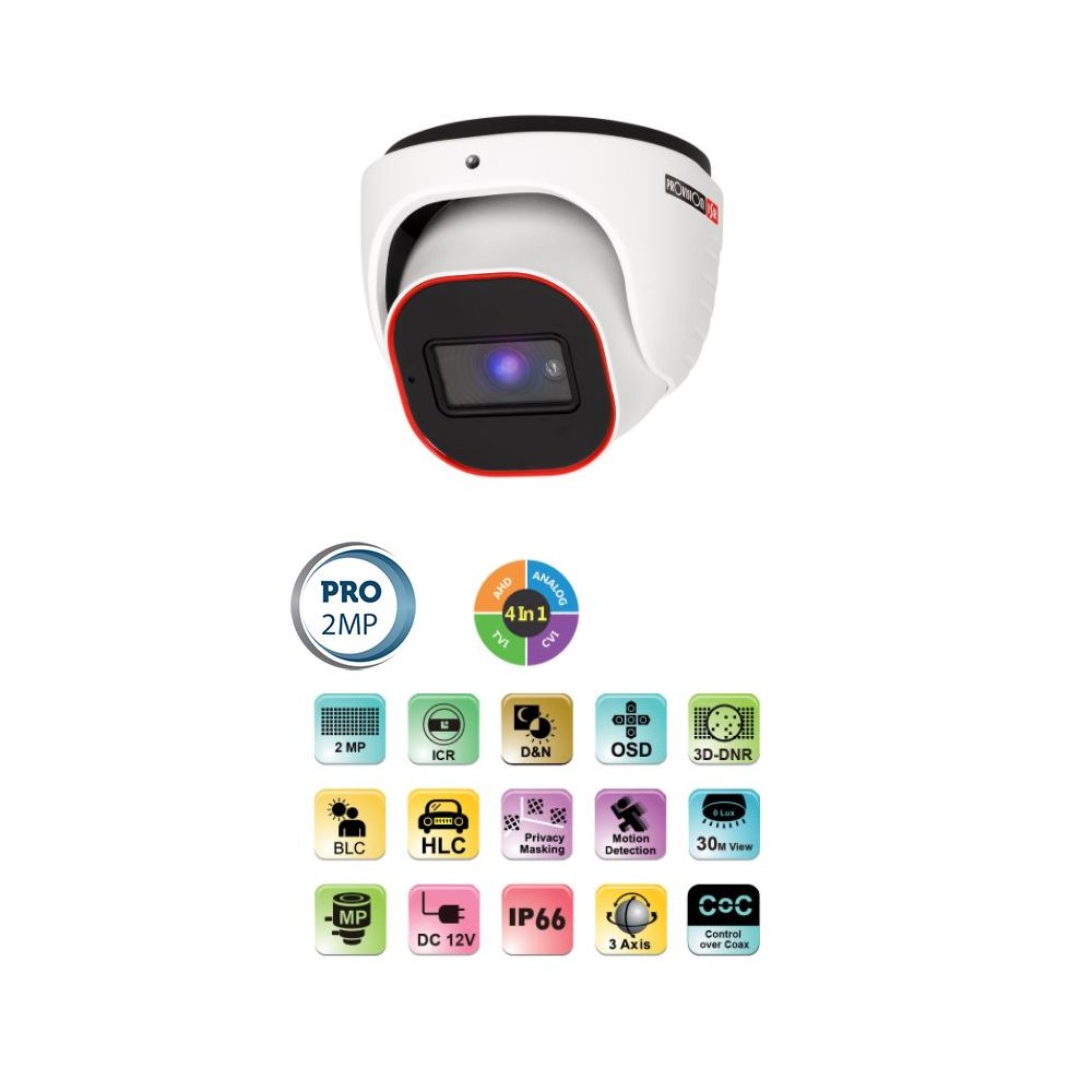 מצלמת כיפה Provision DI-320A 2MP 4in1 2.8mm — 20 מ' IR